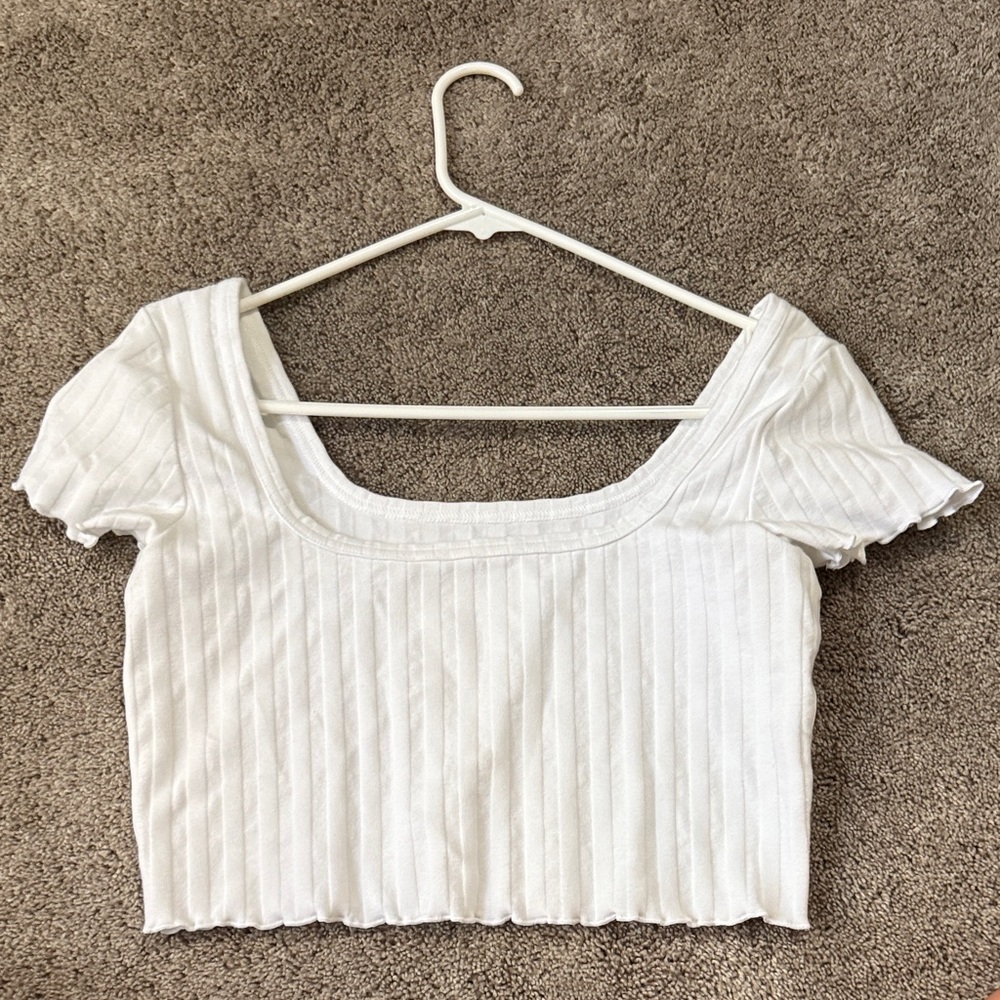 Aerie White Ribbed Crop Top